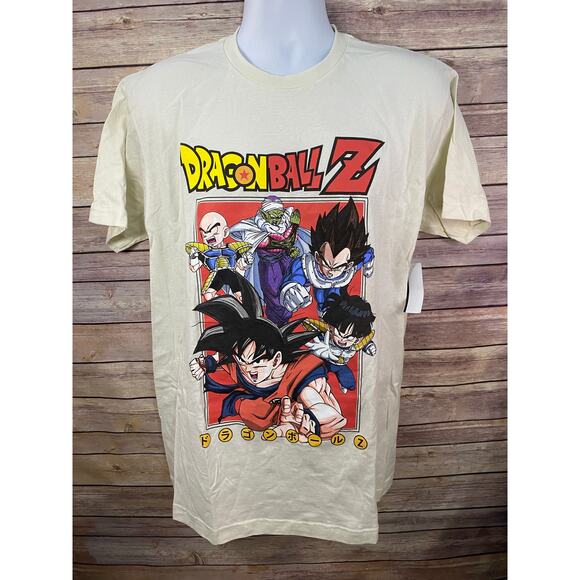 Dragon Ball Z T-Shirt Men’s Large Beige Graphic Tee Anime Characters Goku - Picture 1 of 9